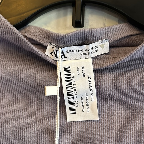 Zara Women's Bodysuit L/S Limitless Contour Ribbed Open Back Purple Sz M-L NWT - Picture 7 of 9